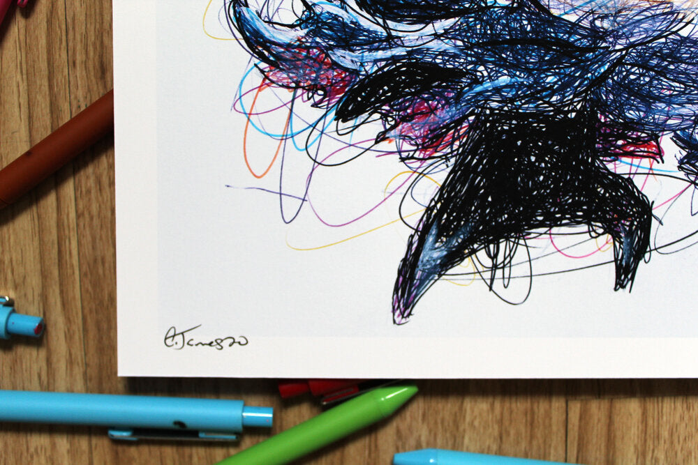 Hollow Knight Ballpoint Pen Scribble Art Print-Cody James by Cody
