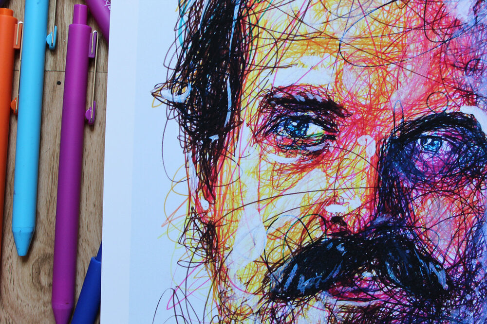 Hopper Ballpoint Pen Scribble Art Print-Cody James by Cody