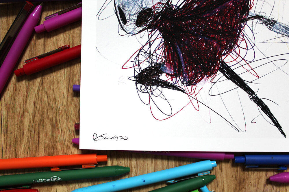 Hornet Ballpoint Pen Scribble Art Print-Cody James by Cody