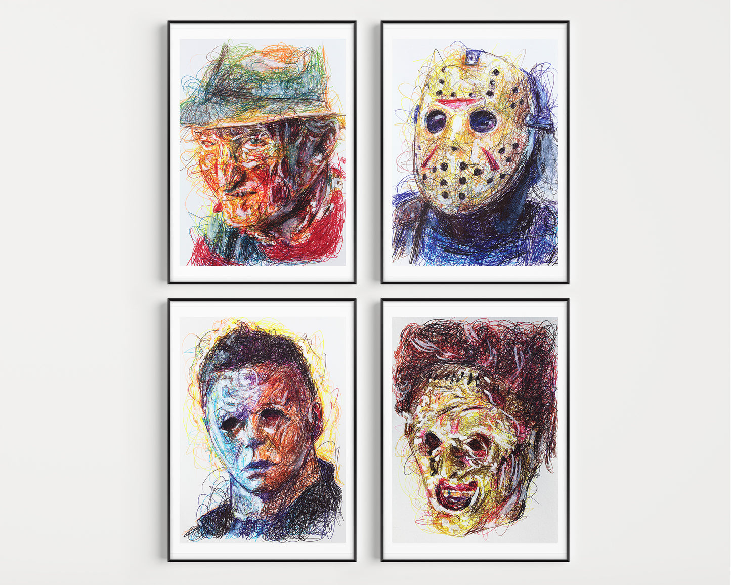 Horror Ballpoint Pen Art Print Set