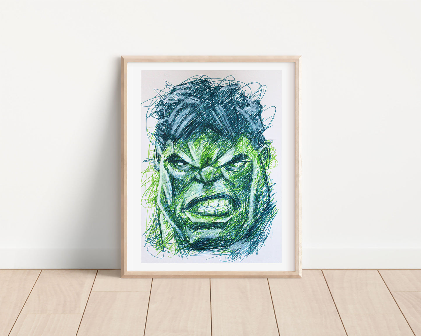 Hulk Ballpoint Pen Scribble Art Print