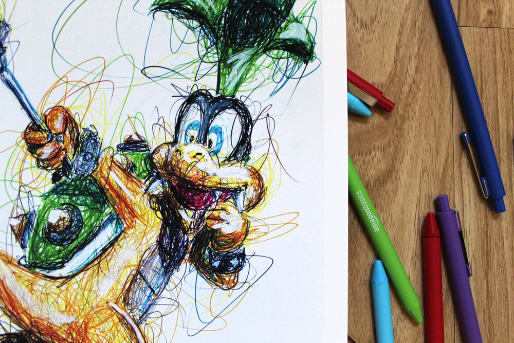 Iggy Koopa Ballpoint Pen Scribble Art Print-Cody James by Cody