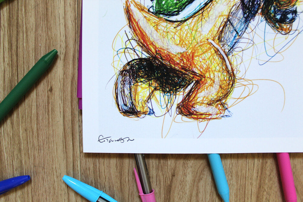 Iggy Koopa Ballpoint Pen Scribble Art Print-Cody James by Cody
