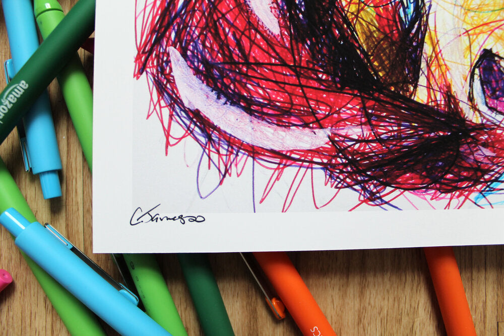 Ike Ballpoint Pen Scribble Art Print-Cody James by Cody
