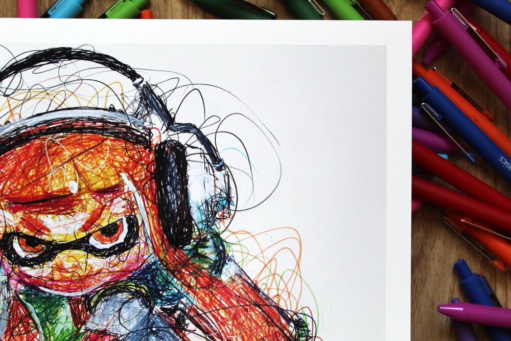 Inkling Ballpoint Pen Scribble Art Print-Cody James by Cody