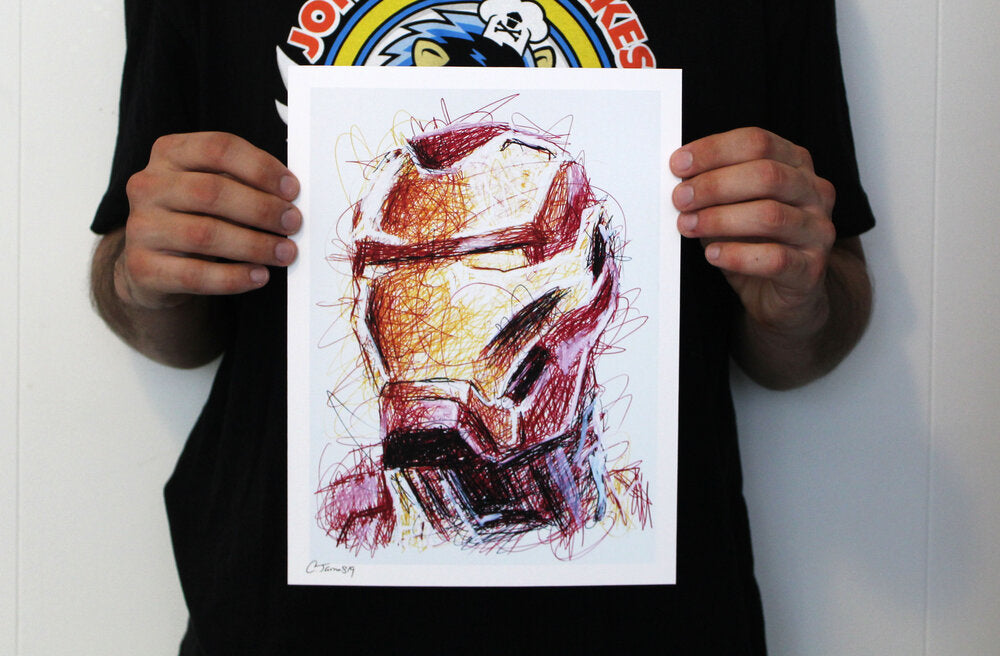 Iron Man Ballpoint Pen Scribble Art Print-Cody James by Cody