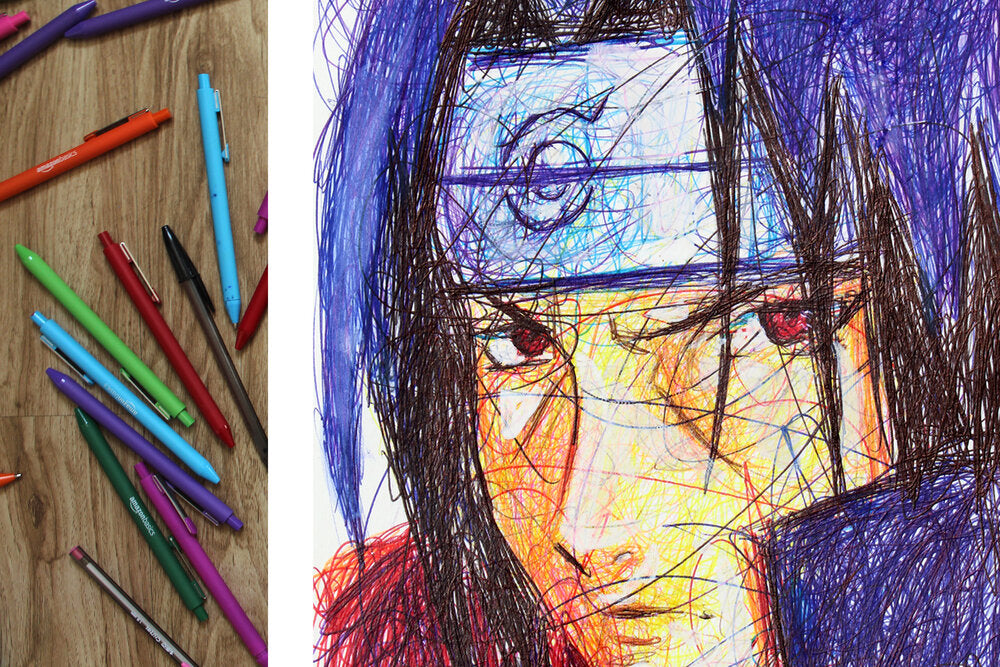 Itachi Ballpoint Pen Scribble Art Print-Cody James by Cody