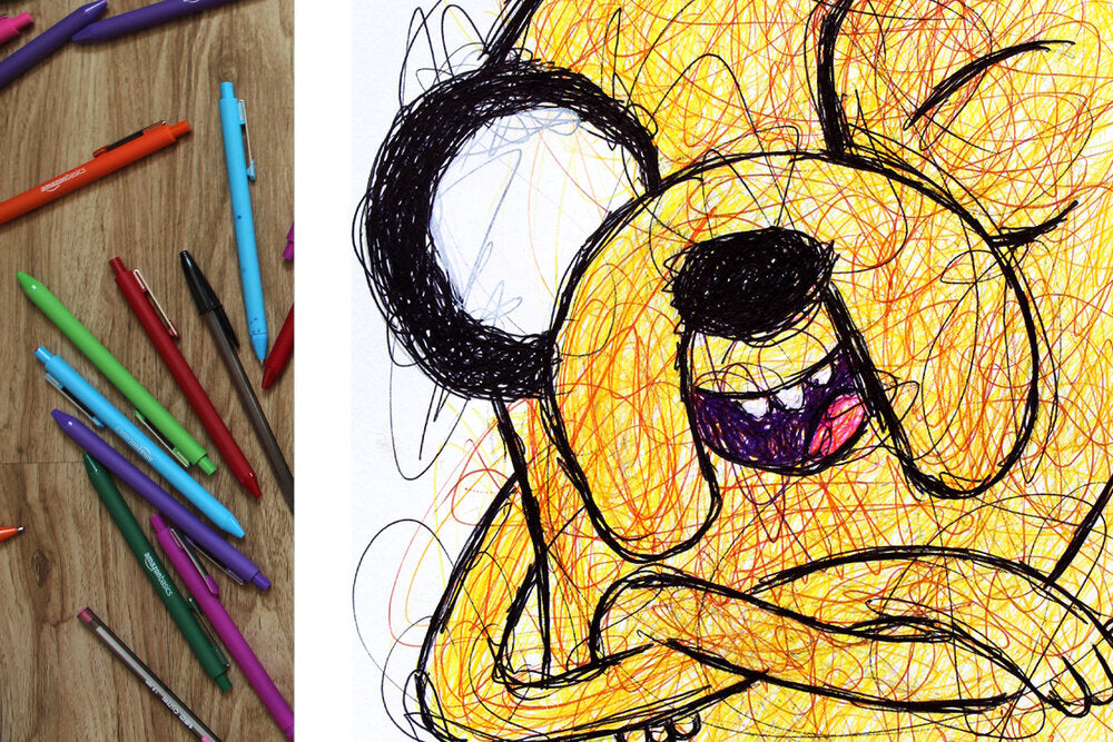 Jake the Dog Ballpoint Pen Scribble Art Print-Cody James by Cody
