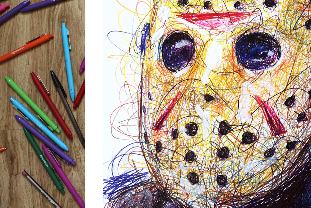 Jason Ballpoint Pen Scribble Art Print-Cody James by Cody