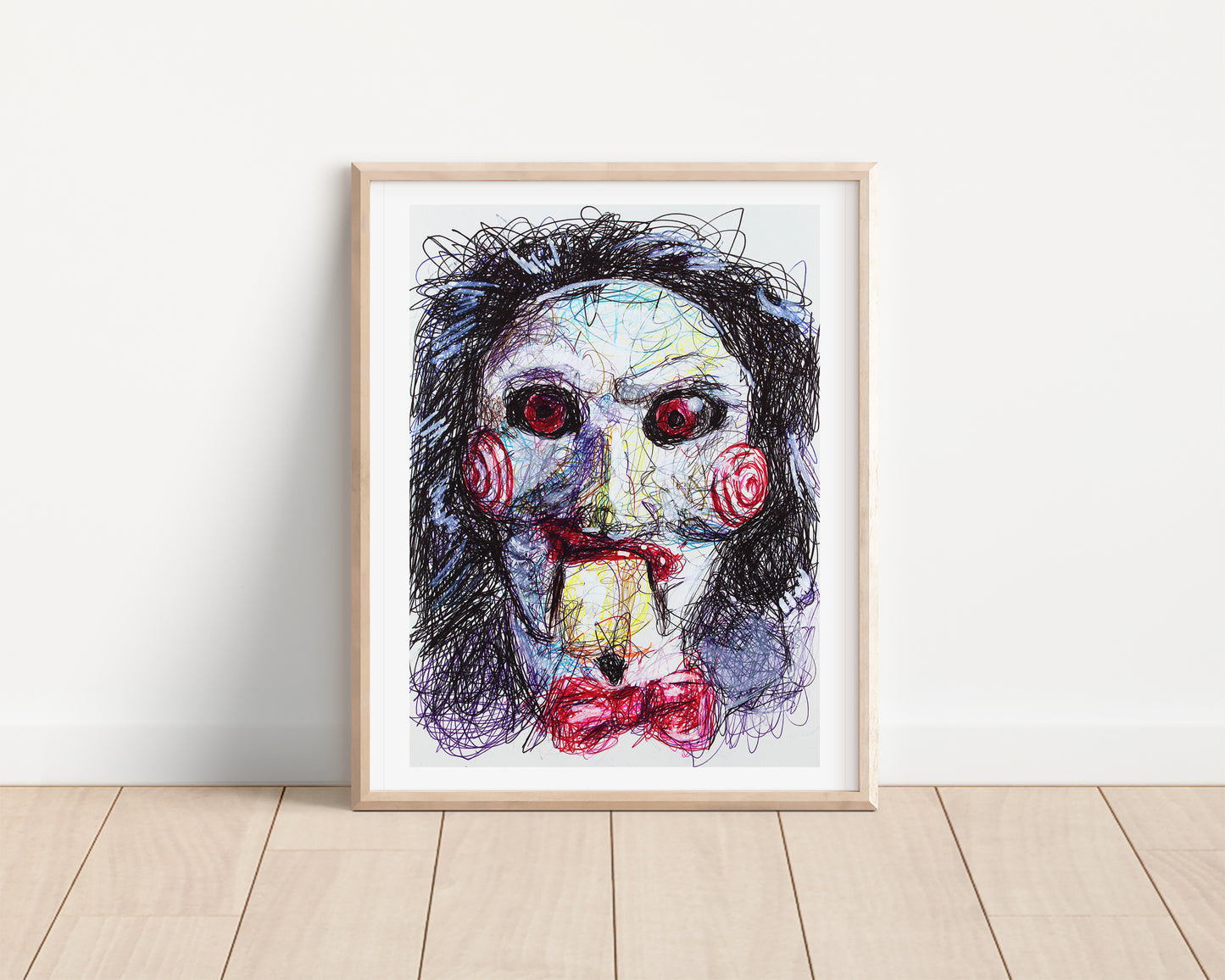 Jigsaw Ballpoint Pen Scribble Art Print