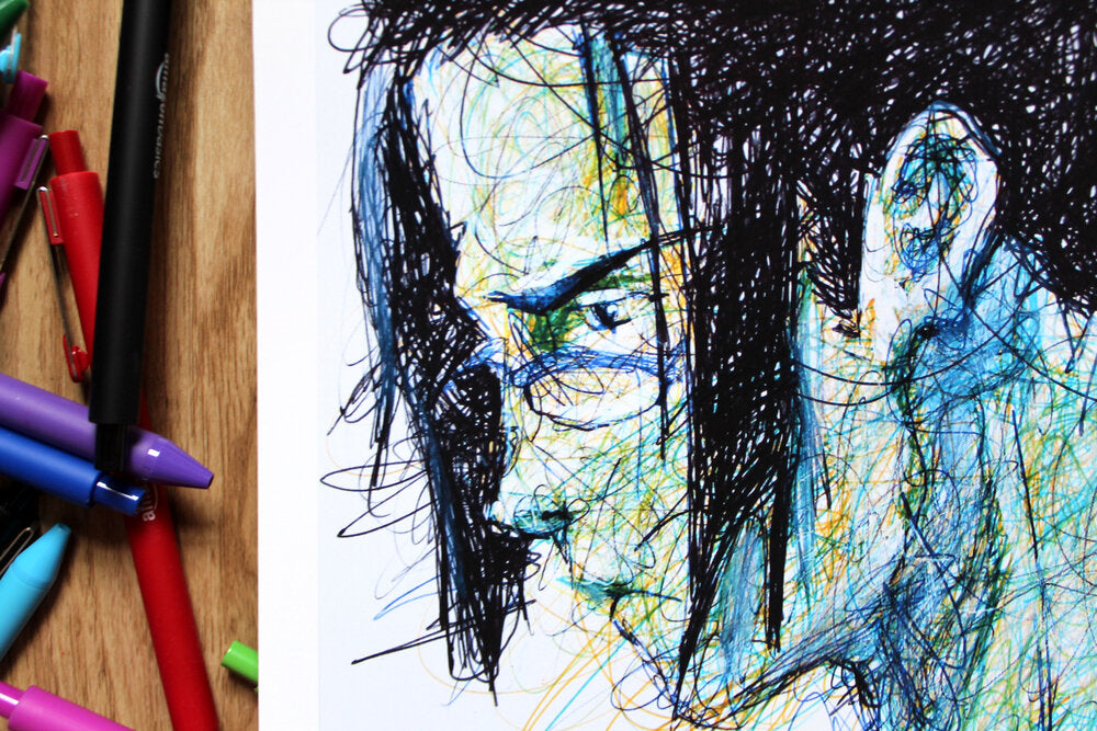 Jin Ballpoint Pen Scribble Art Print-Cody James by Cody