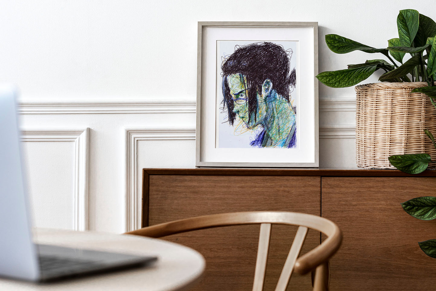 Jin Ballpoint Pen Scribble Art Print