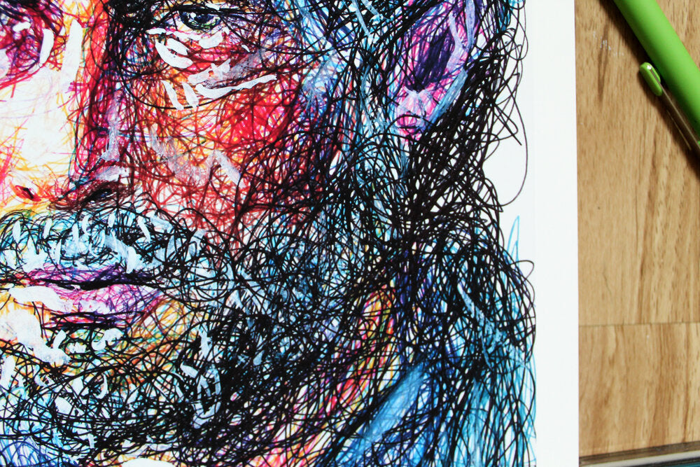 Joel Ballpoint Pen Scribble Art Print-Cody James by Cody