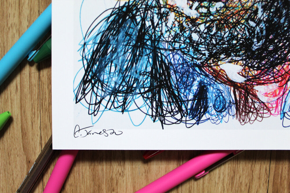 Joel Ballpoint Pen Scribble Art Print-Cody James by Cody