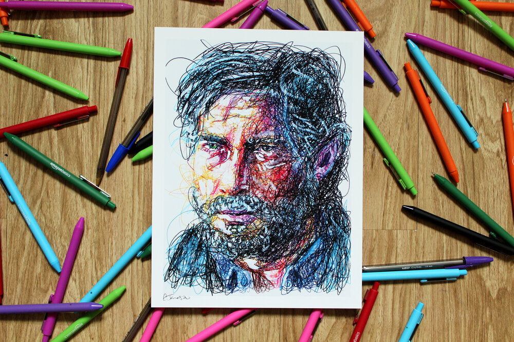 Joel Ballpoint Pen Scribble Art Print-Cody James by Cody