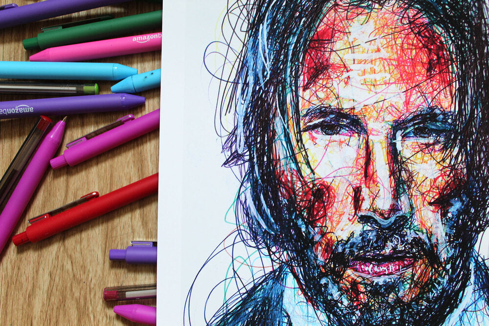 John Wick Ballpoint Pen Scribble Art Print-Cody James by Cody