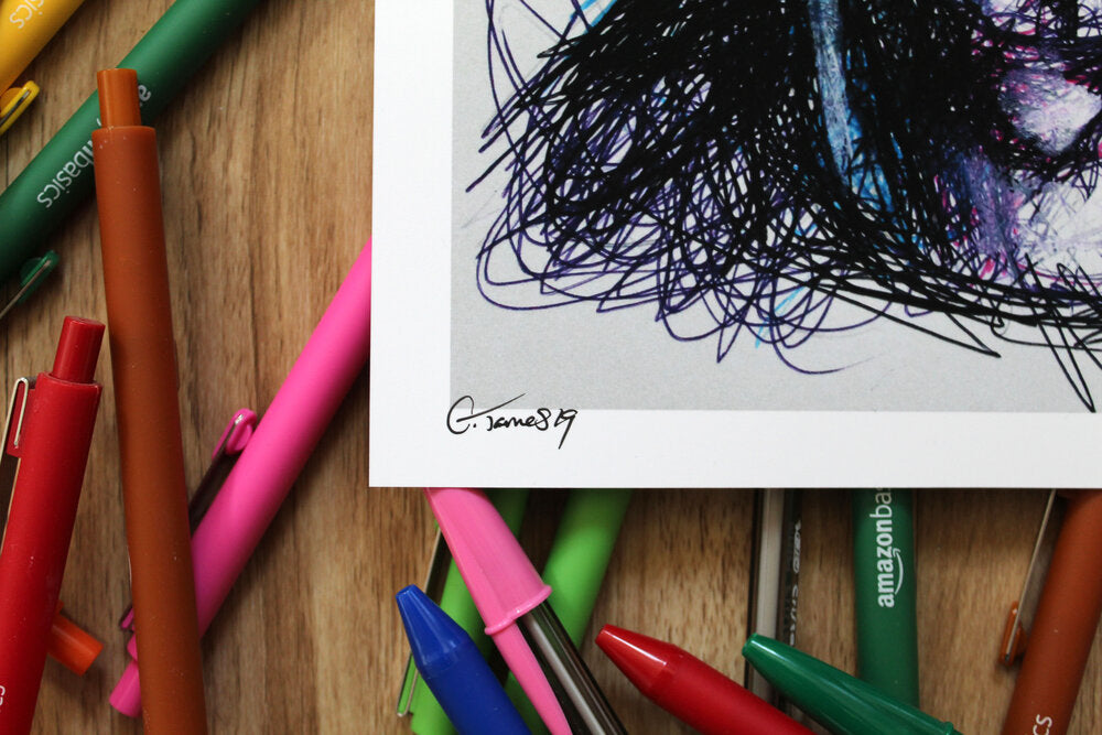 Joker Scribble Ballpoint Pen Scribble Art Print-Cody James by Cody