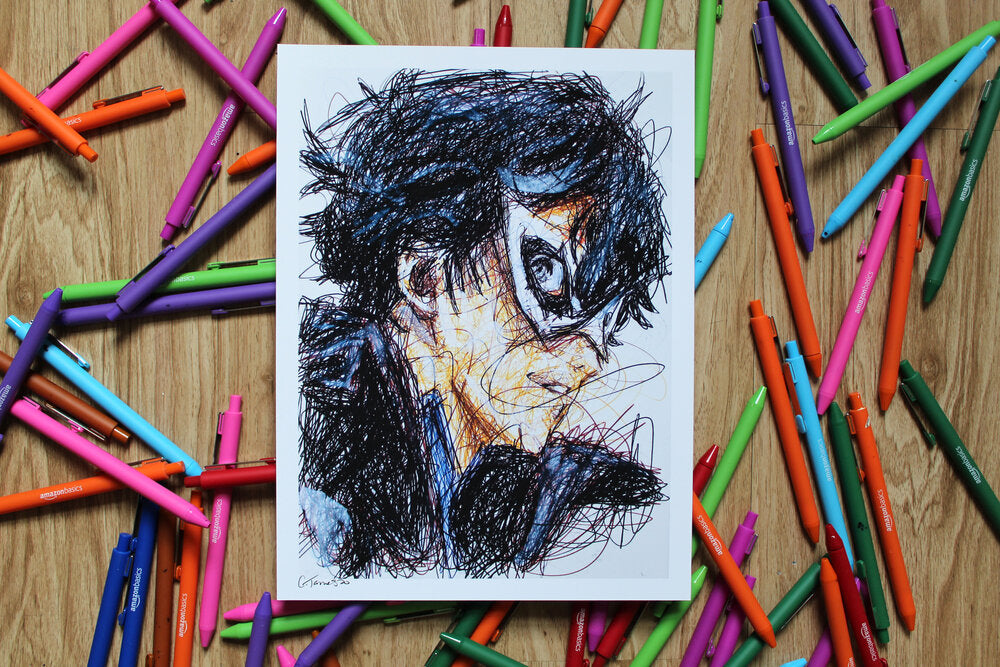Joker (Persona 5) Ballpoint Pen Scribble Art Print-Cody James by Cody