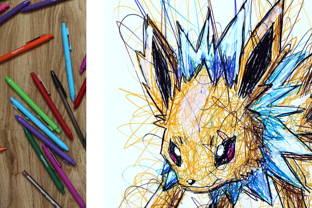 Jolteon Ballpoint Pen Scribble Art Print-Cody James by Cody