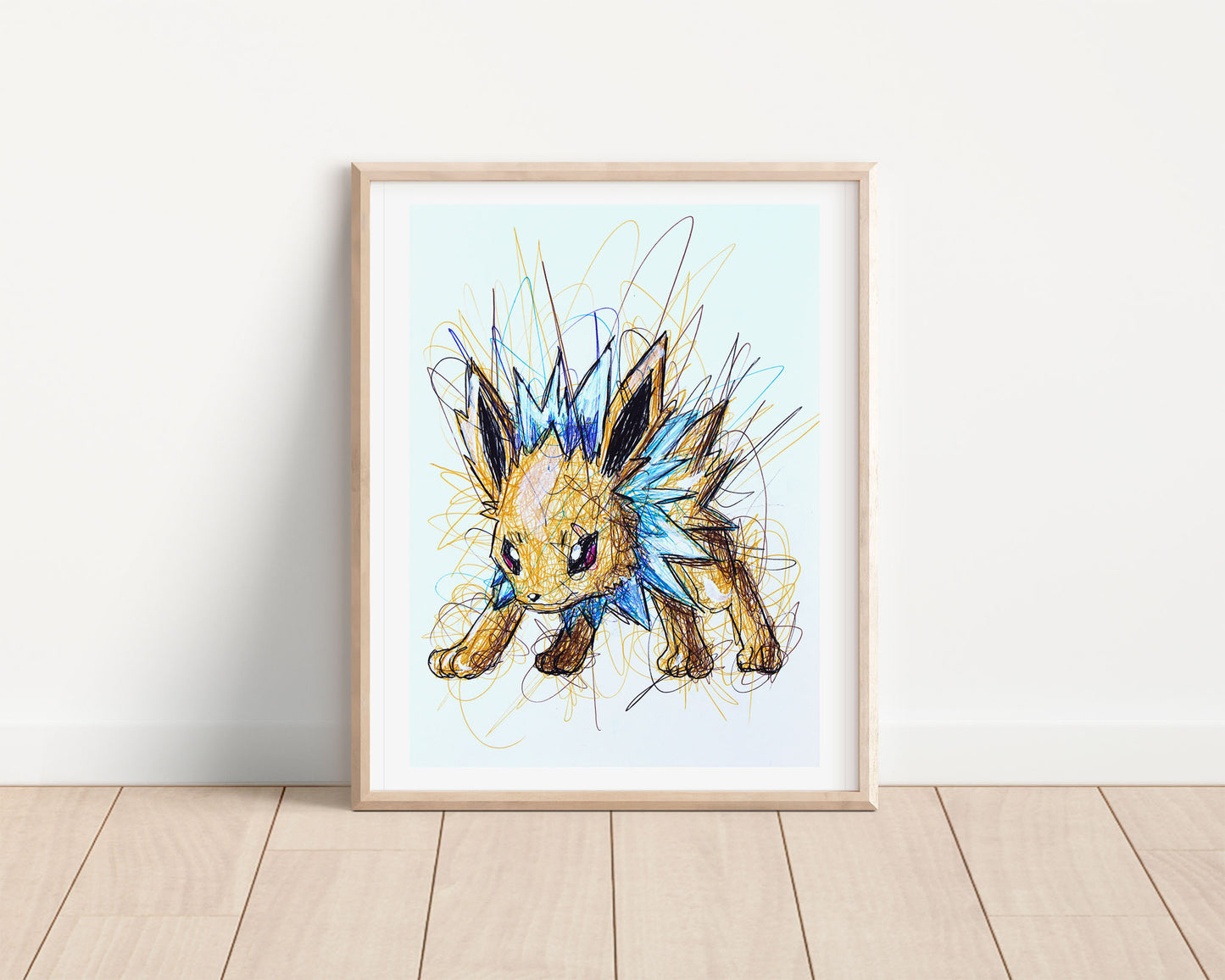 Jolteon Ballpoint Pen Scribble Art Print