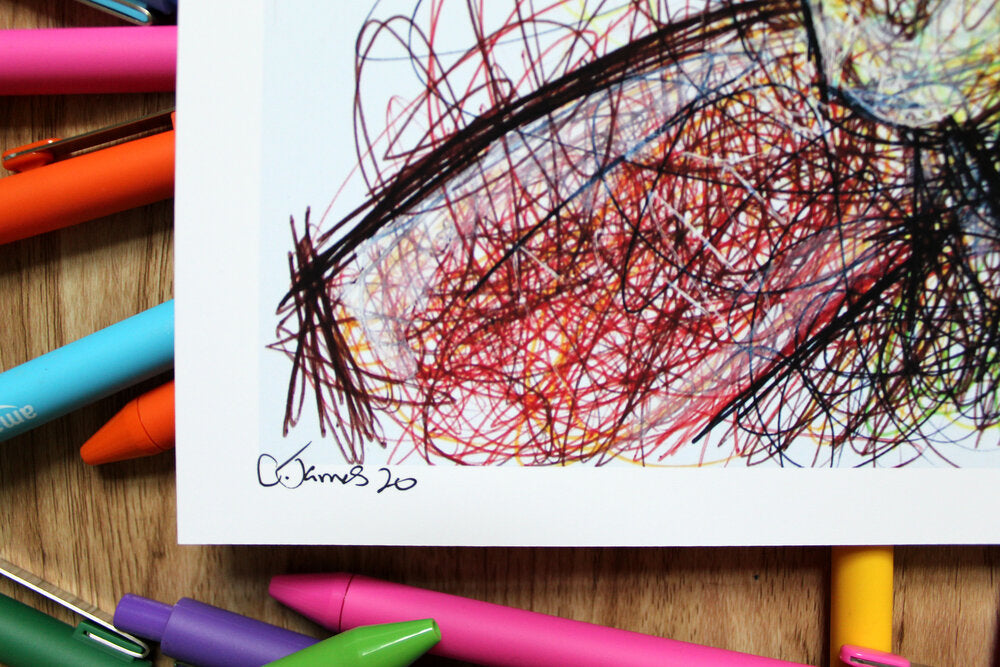Joseph Joestar Ballpoint Pen Scribble Art Print-Cody James by Cody