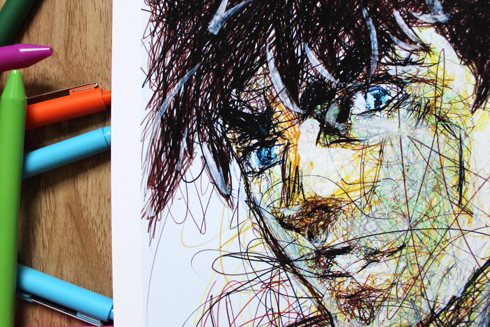 Joseph Joestar Ballpoint Pen Scribble Art Print-Cody James by Cody