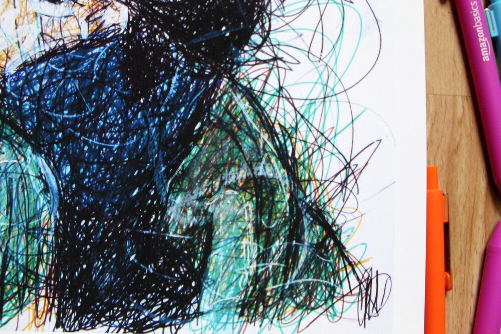Kakashi Ballpoint Pen Scribble Art Print-Cody James by Cody