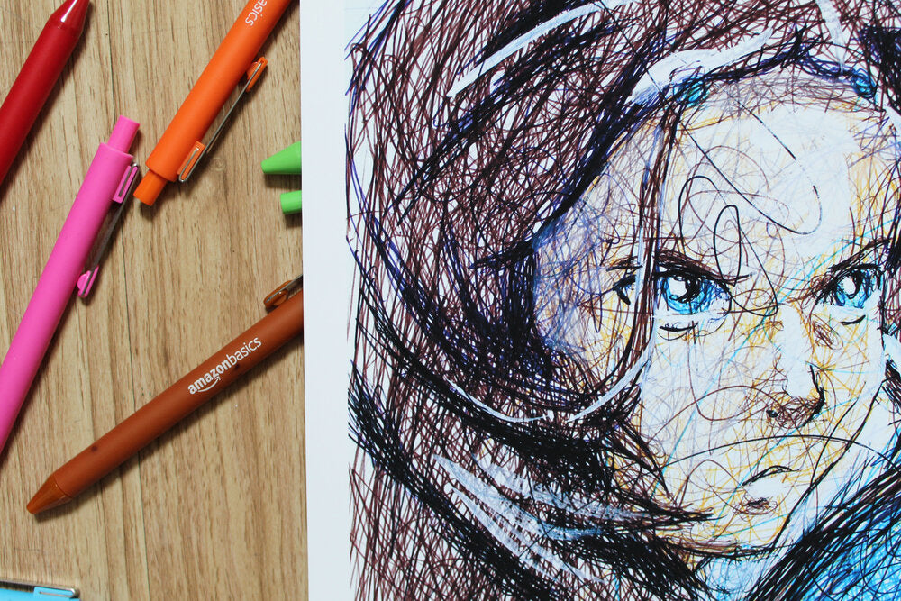 Katara Ballpoint Pen Scribble Art Print-Cody James by Cody