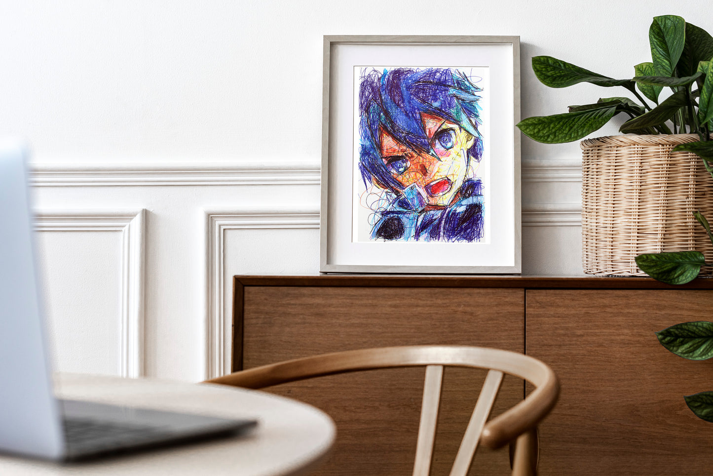 Kazuto Kirigaya Ballpoint Pen Scribble Art Print