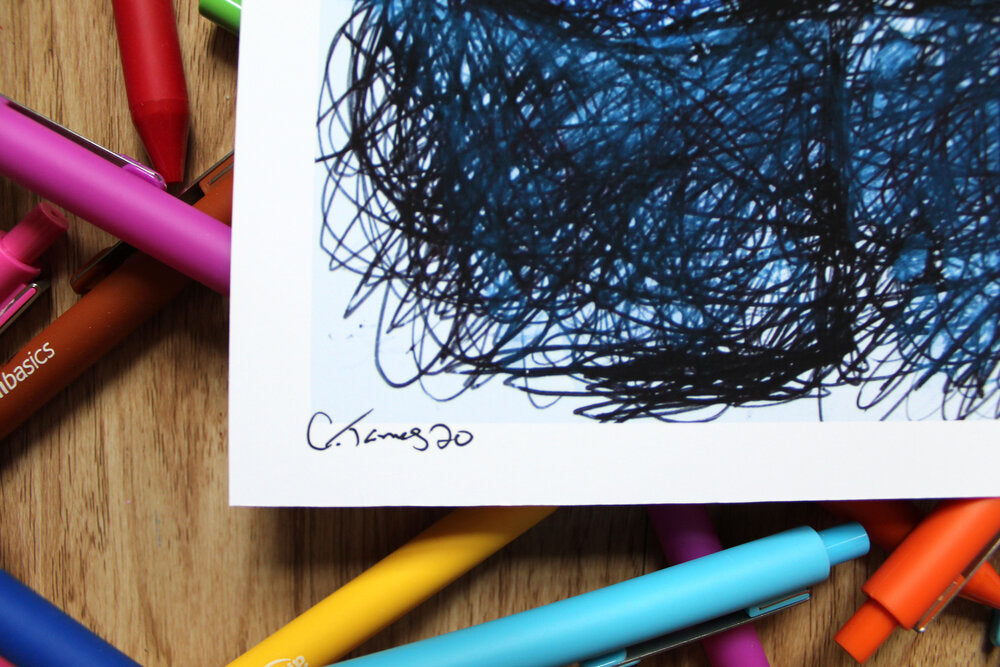 Ken Ballpoint Pen Scribble Art Print-Cody James by Cody