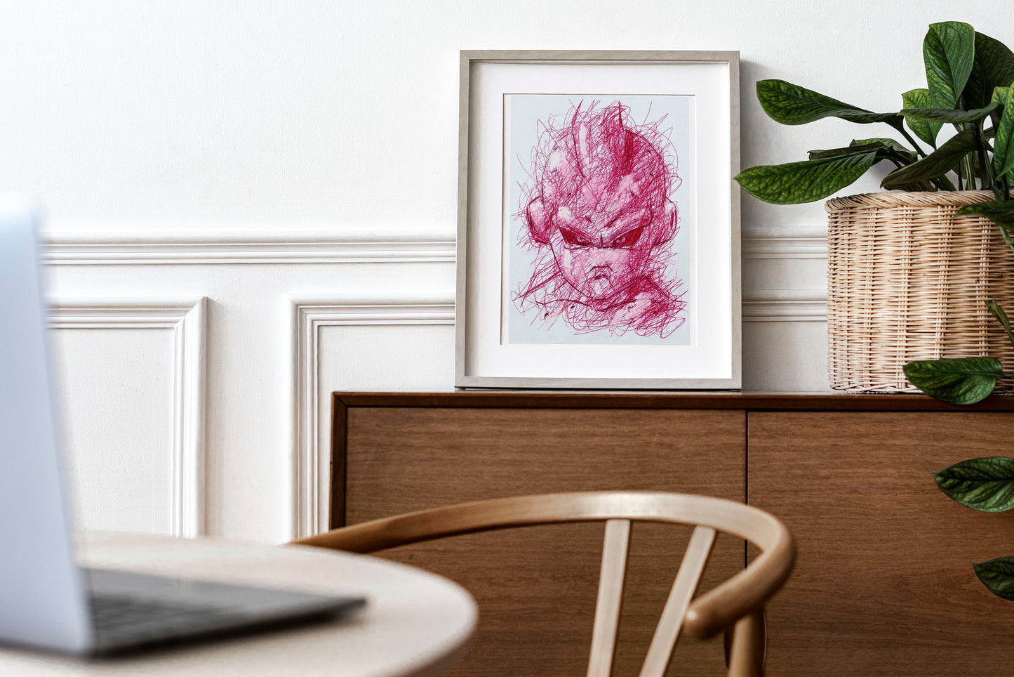 Kid Buu Ballpoint Pen Scribble Art Print