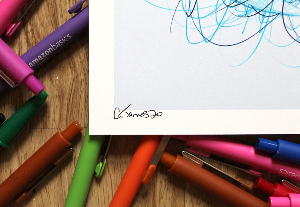 King Boo Ballpoint Pen Scribble Art Print-Cody James by Cody