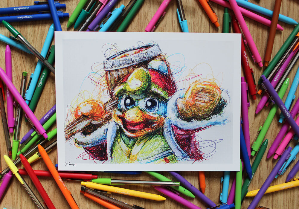King Dede Ballpoint Pen Scribble Art Print-Cody James by Cody