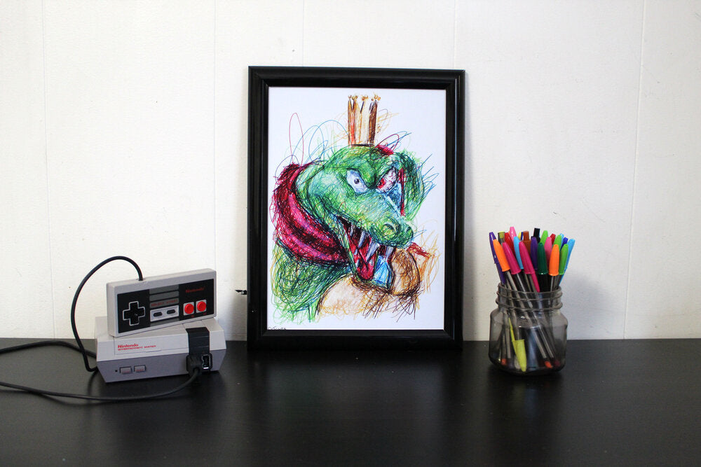 King K Rool Ballpoint Pen Scribble Art Print-Cody James by Cody