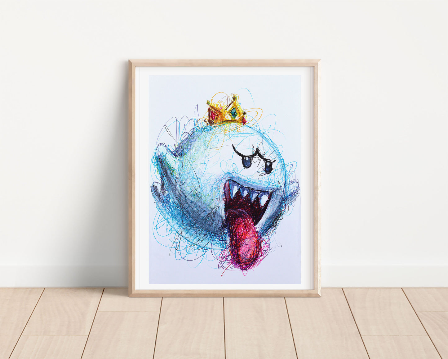 King Boo Ballpoint Pen Scribble Art Print