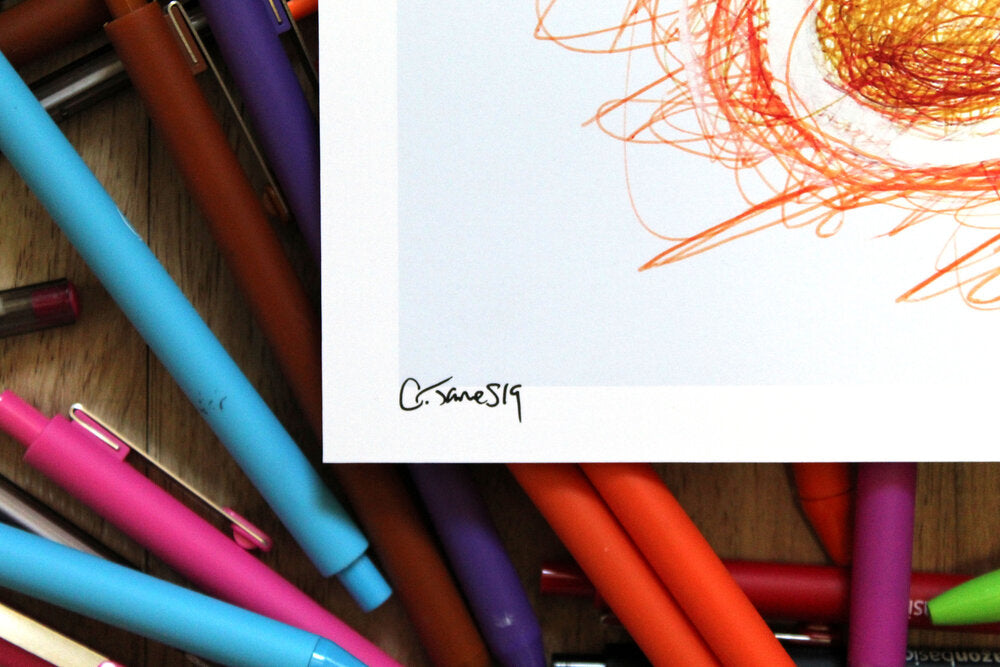 Kirby Ballpoint Pen Scribble Art Print-Cody James by Cody