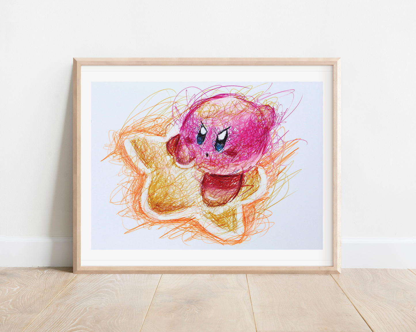 Kirby Ballpoint Pen Scribble Art Print