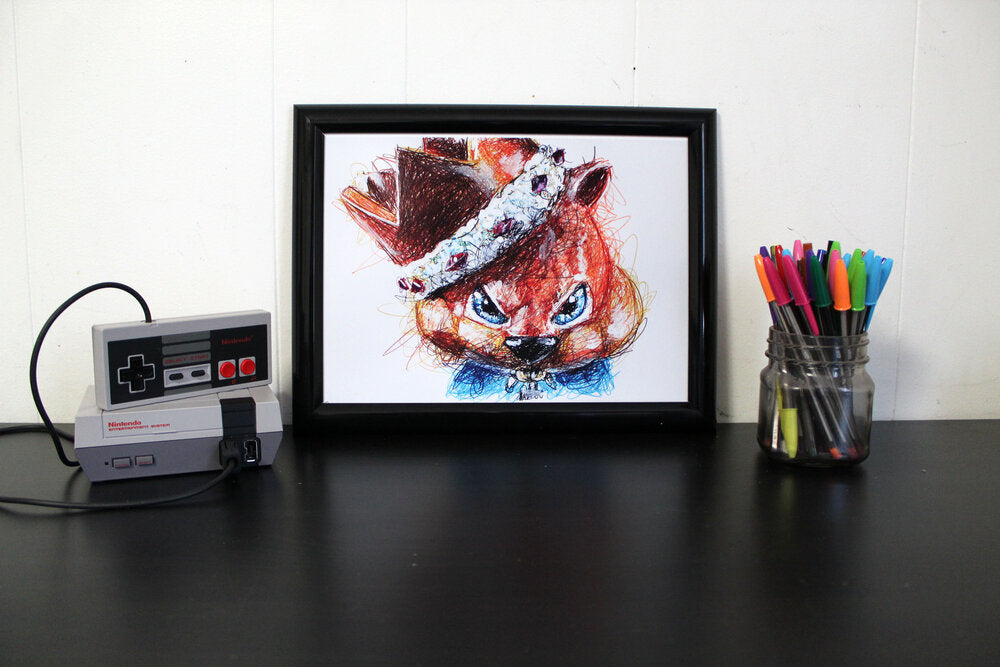 Conker Ballpoint Pen Scribble Art Print-Cody James by Cody