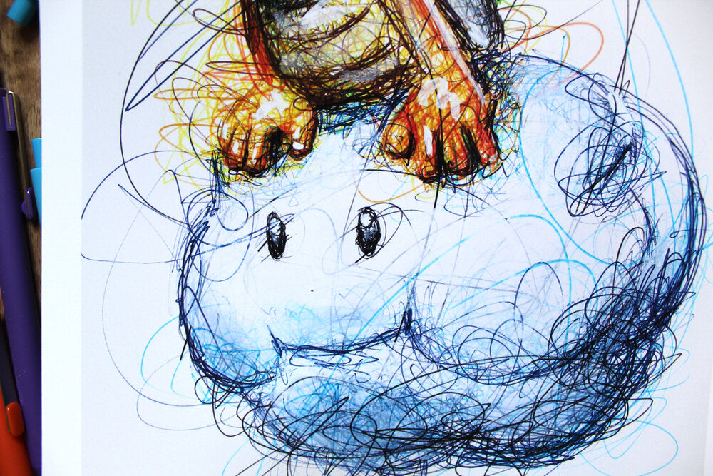 Lakitu Ballpoint Pen Scribble Art Print-Cody James by Cody