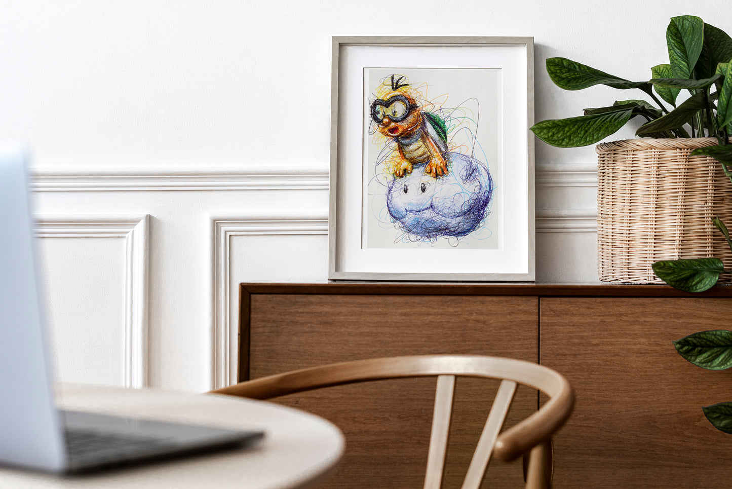 Lakitu Ballpoint Pen Scribble Art Print