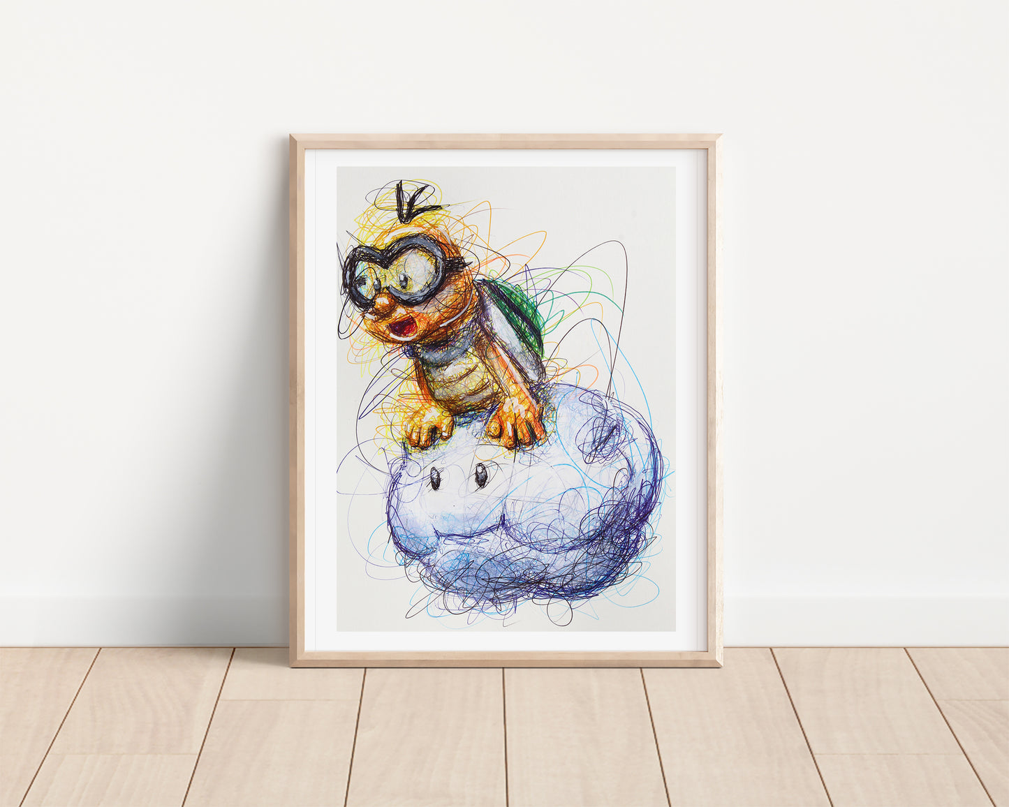Lakitu Ballpoint Pen Scribble Art Print