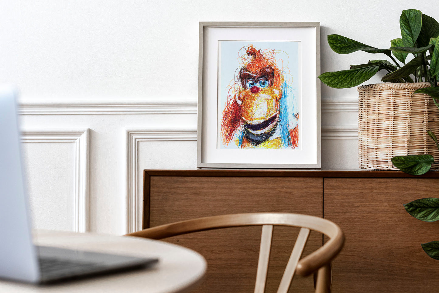 Lanky Kong Ballpoint Pen Scribble Art Print
