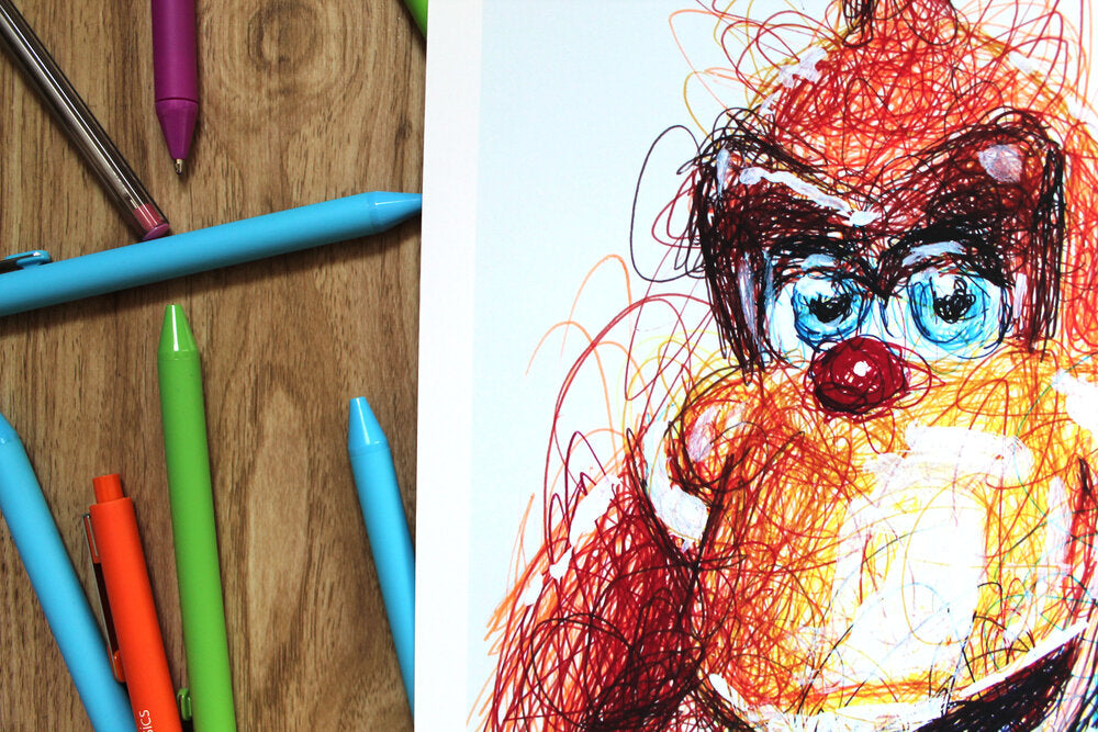 Lanky Kong Ballpoint Pen Scribble Art Print-Cody James by Cody