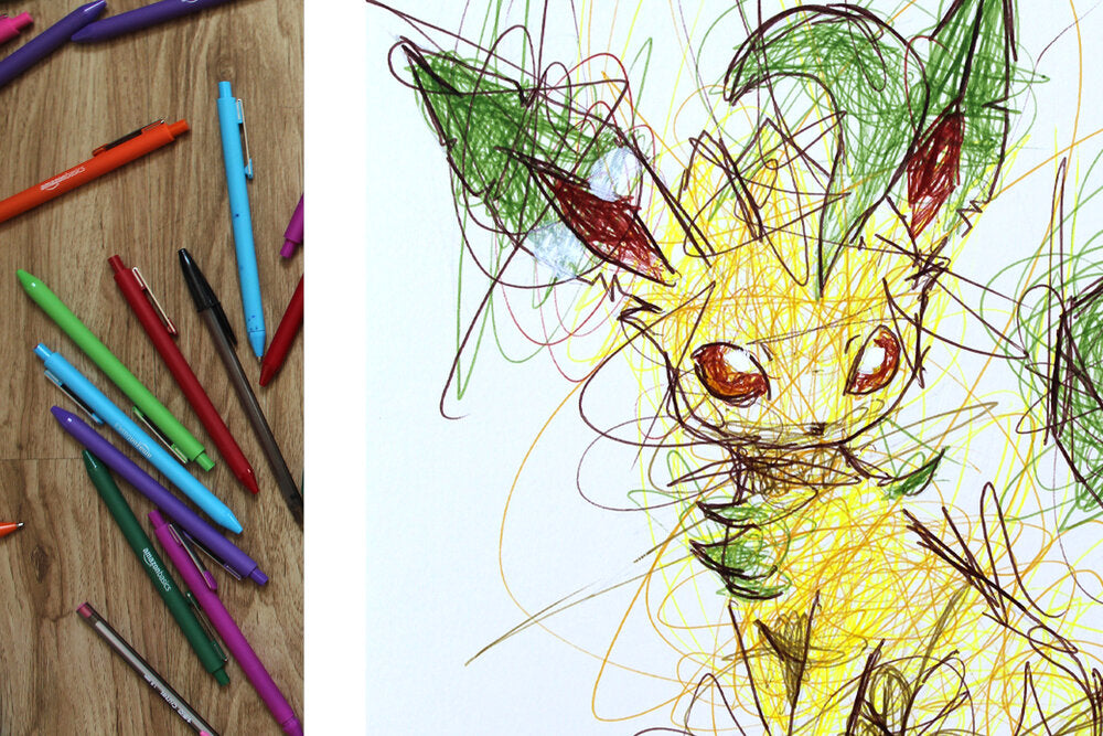 Leafeon Ballpoint Pen Scribble Art Print-Cody James by Cody