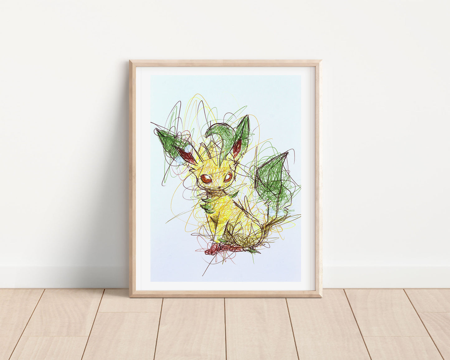 Leafeon Ballpoint Pen Scribble Art Print