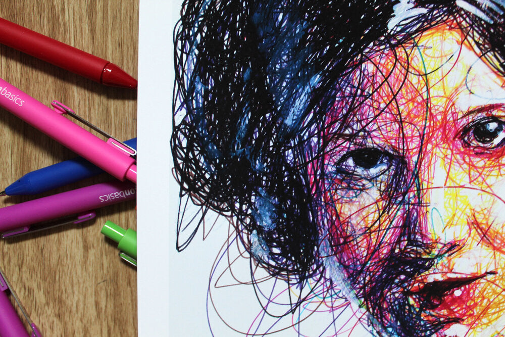 Princess Leia Ballpoint Pen Scribble Art Print-Cody James by Cody