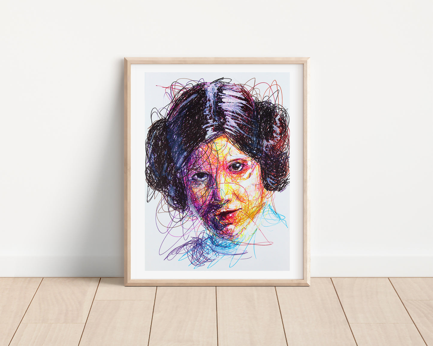 Princess Leia Ballpoint Pen Scribble Art Print
