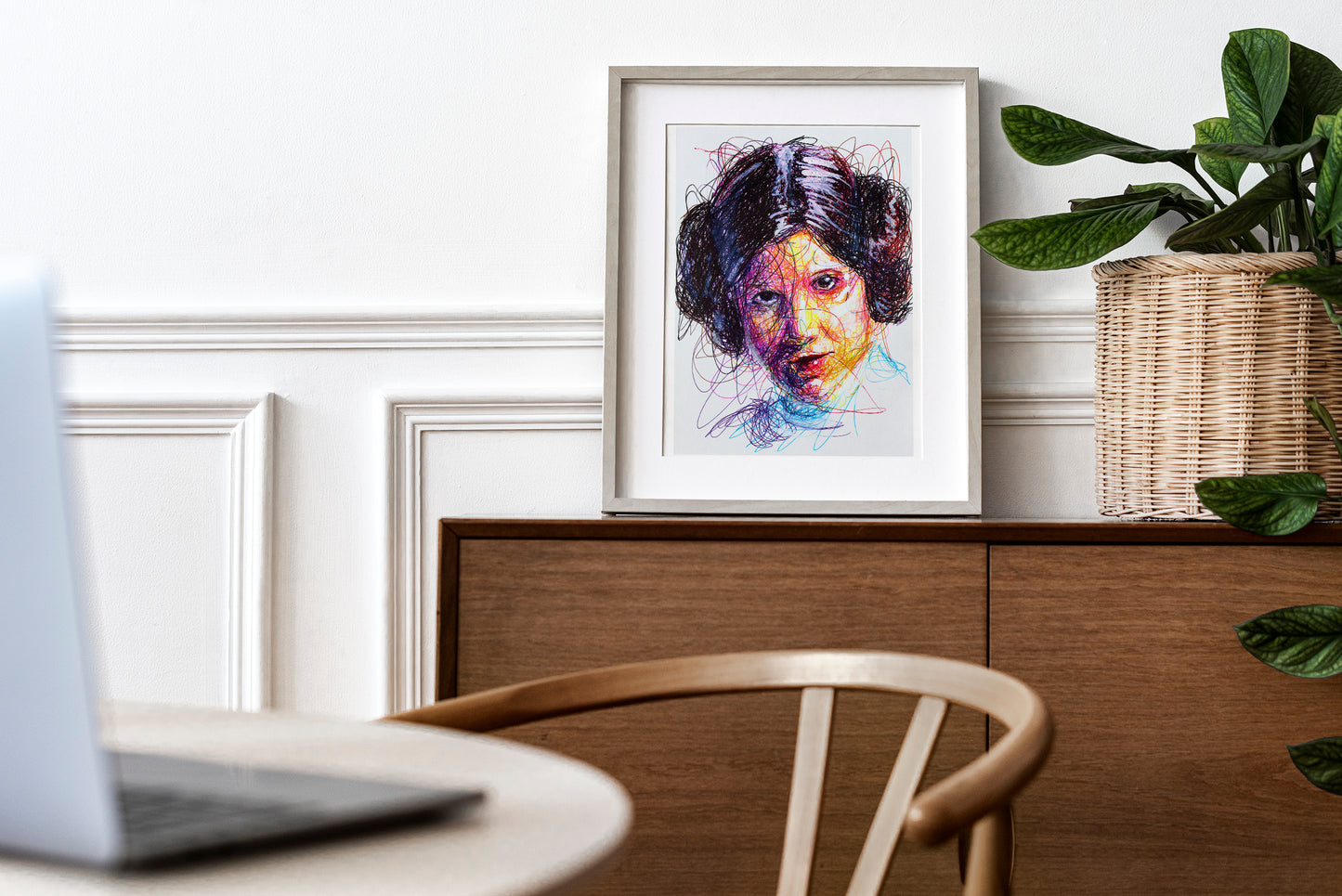 Princess Leia Ballpoint Pen Scribble Art Print