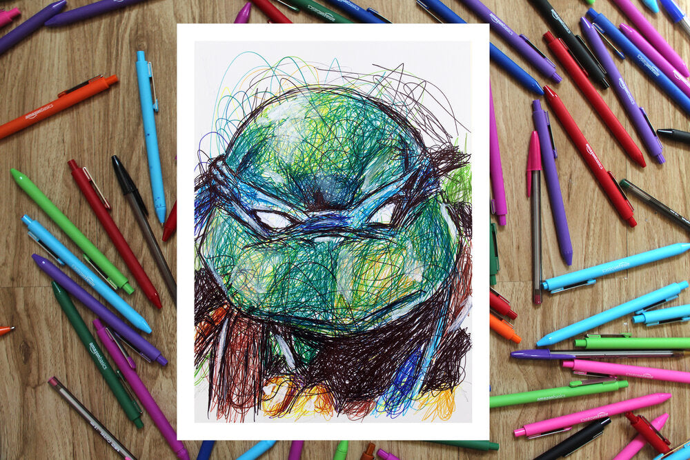 Leonardo Ballpoint Pen Scribble Art Print-Cody James by Cody