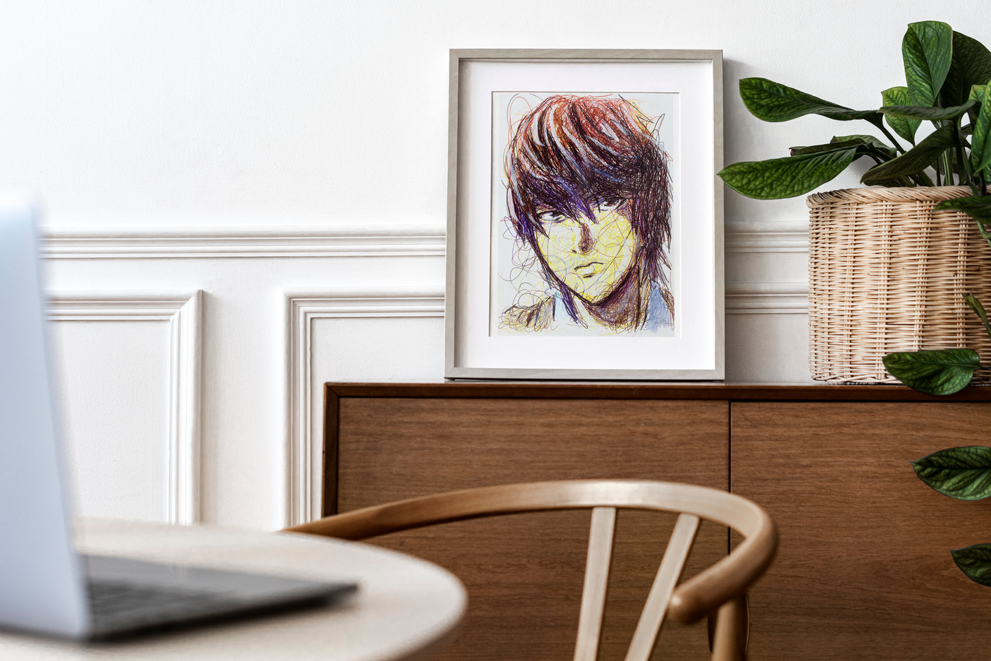 Light Ballpoint Pen Scribble Art Print